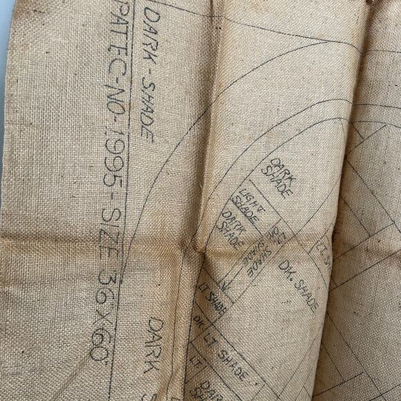 Vintage Geometric Stamped Burlap for Rug Making #1995 Size 36x60 - Picture 2 of 13